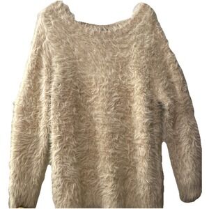 Midnight Velvet Shaggy Eyelash Knit Sweater Metallic Gold Sequins Women's 1X